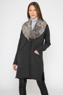 Faux Fur Shawl Collar Cardigan - Kinross Cashmere