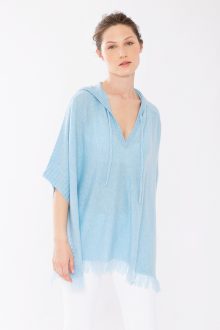 Hooded Fringe Poncho - Kinross Cashmere