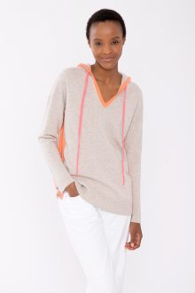 Contrast Trim Hoodie - Kinross Cashmere