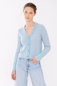 Plaited Vee Cardigan - Kinross Cashmere