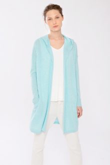 Dbl Placket Hooded Cardigan - Kinross Cashmere