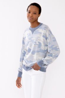 Gathered Sleeve Camo Sweatshirt - Kinross Cashmere