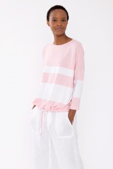 Stripe Drawstring Pullover - Kinross Cashmere