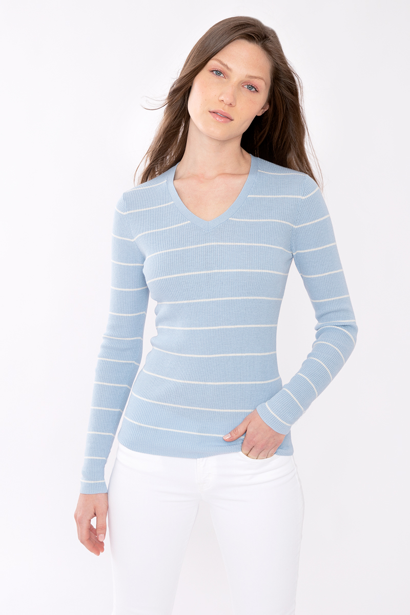 Rib Stripe Vee - Kinross Cashmere