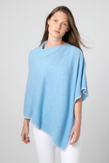 Contrast Trim Poncho - Kinross Cashmere