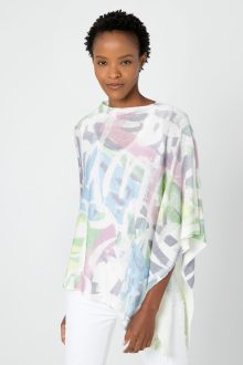 Graffiti Print Poncho - Kinross Cashmere