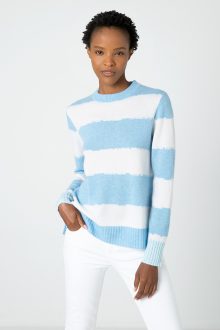 Intarsia Stripe Pullover - Kinross Cashmere