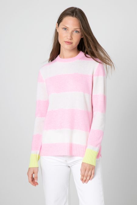 Intarsia Stripe Pullover - Kinross Cashmere