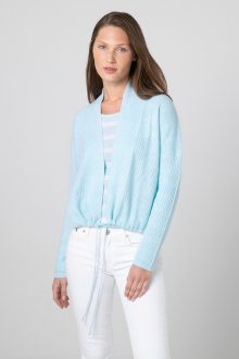 Rib Drawstring Cardigan - Kinross Cashmere