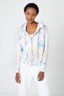 Sunbleached Floral Zip Hoodie - KInross Cashmere