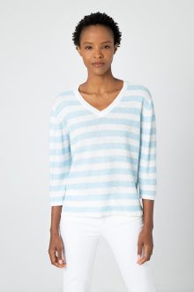 Beach Stripe Vee - Kinross Cashmere