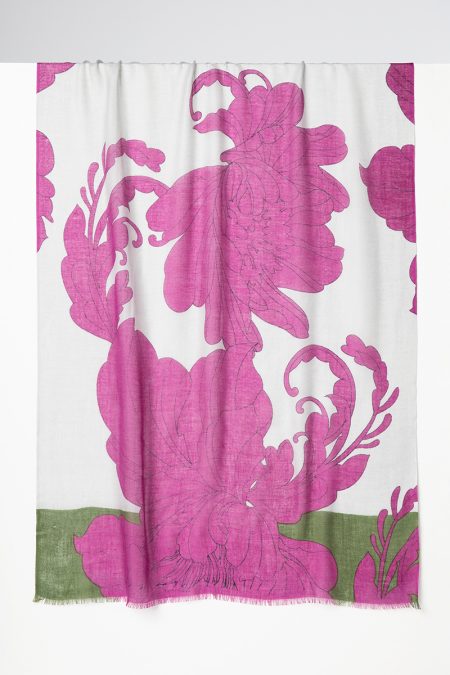 Scroll Floral Print Scarf - Black Cherry