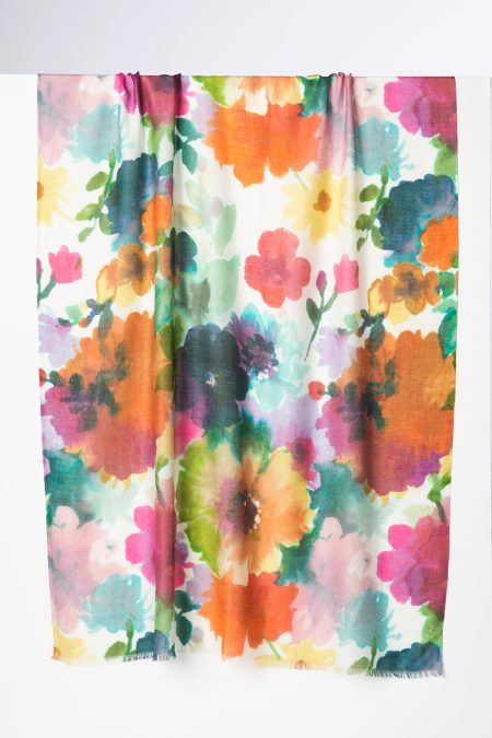 Fall Flora Print Scarf - Kinross Cashmere