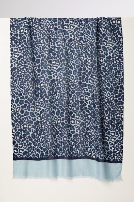 Leopard Print Scarf - Sky