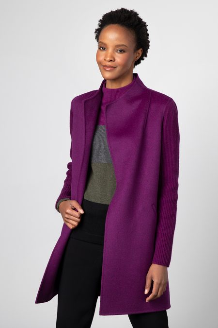 Rib Sleeve Coat - Kinross Cashmere