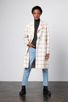 Windowpane Notch Collar Coat - Kinross Cashmere