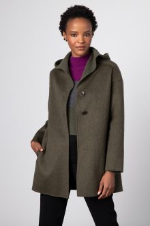 Knit Trim Hooded Coat - Kinross Cashmere