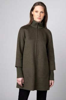 Rib Sleeve Zip Mock Coat - Kinross Cashmere