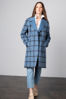 Plaid Notch Collar Coat - Kinross Cashmere