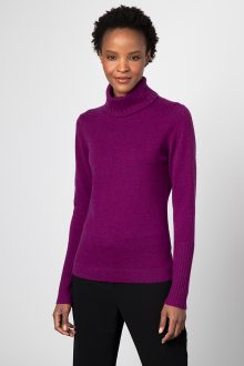 Chunky Trim T-Neck - Kinross Cashmere