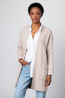 Multi-Texture Long Cardigan - Kinross Cashmere