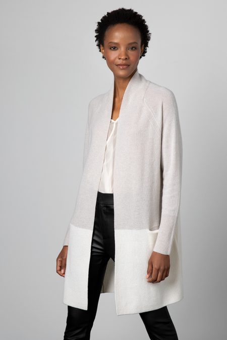 Colorblock Rib Cardigan - Kinross Cashmere