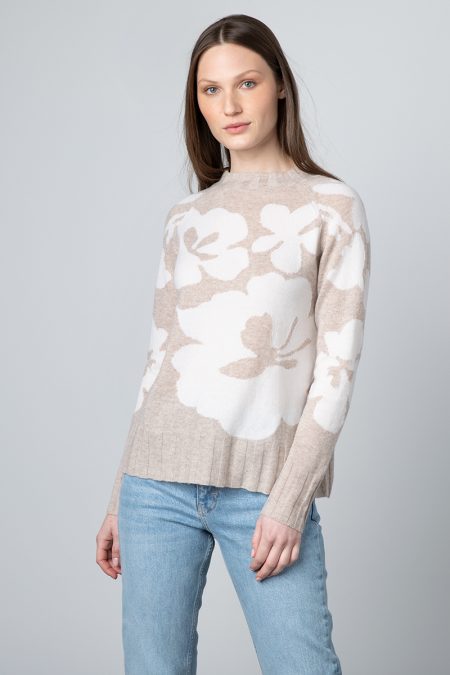 Floral Intarsia Crew - Kinross Cashmere