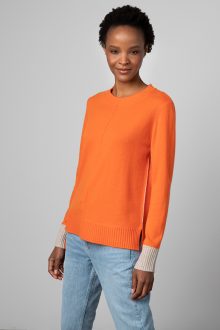 Contrast Trim Crew - Kinross Cashmere