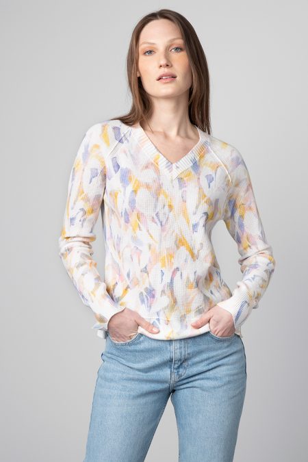 Floral Thermal Vee - Kinross Cashmere