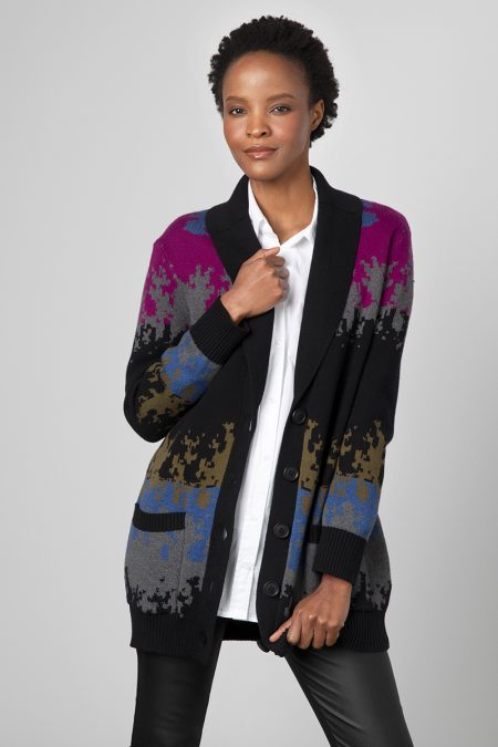 Foliage Jacquard Shawl Cardigan - Kinross Cashmere