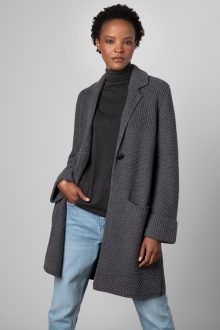 Rib Notch Collar Cardigan - Kinross Cashmere