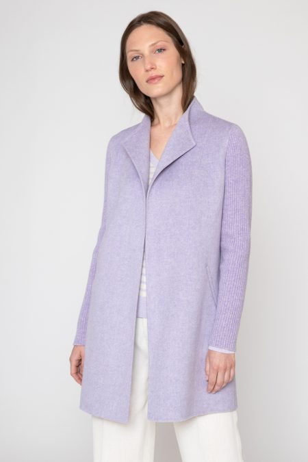 Rib Sleeve Coat - Kinross Cashmere