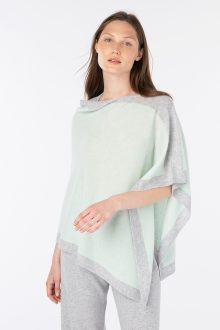 Contrast Trim Poncho - Kinross Cashmere