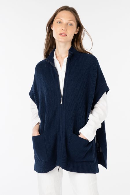 S/L Zip Mock Cardigan - Kinross Cashmere