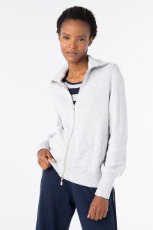 Short Zip Collared Cardigan - Kinross Cashmere