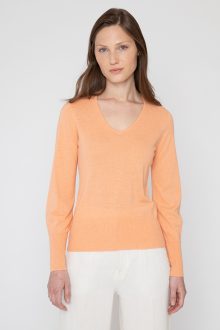 Fitted Gathered Sleeve Vee - Kinross Cashmere