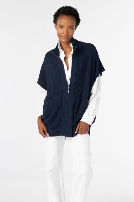 S/L Zip Mock Cardigan - Kinross Cashmere