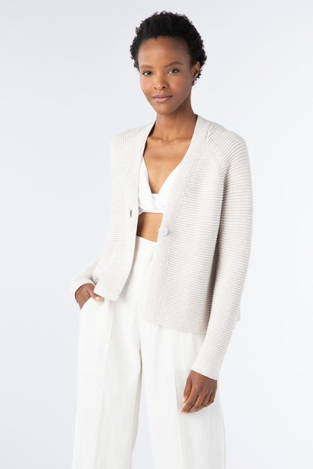 Garter Button Cardigan - Kinross Cashmere