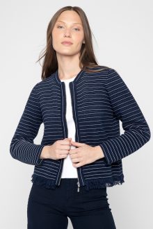 Texture Fringe Zip Cardigan - Kinross Cashmere