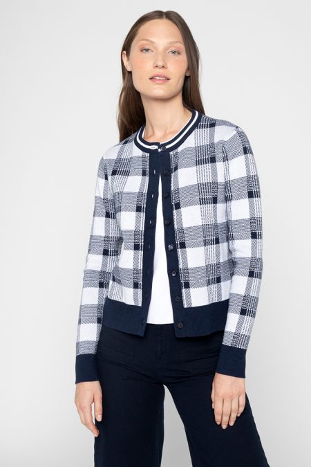 Plaid Cardigan - Kinross Cashmere