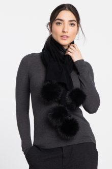 Faux Fur Poms Scarf - Kinross Cashmere