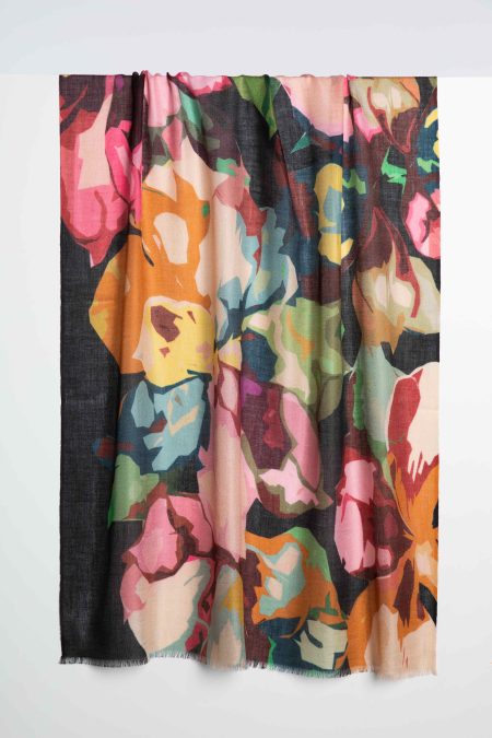 Winter Floral Print Scarf - Kinross Cashmere