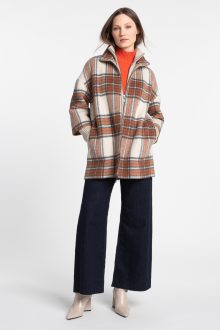 Plaid Knit Insert Coat- Kinross Cashmere