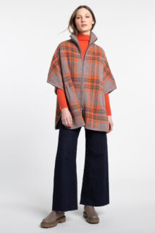 Slvless Plaid Zip Mock Cardigan - Kinross Cashmere