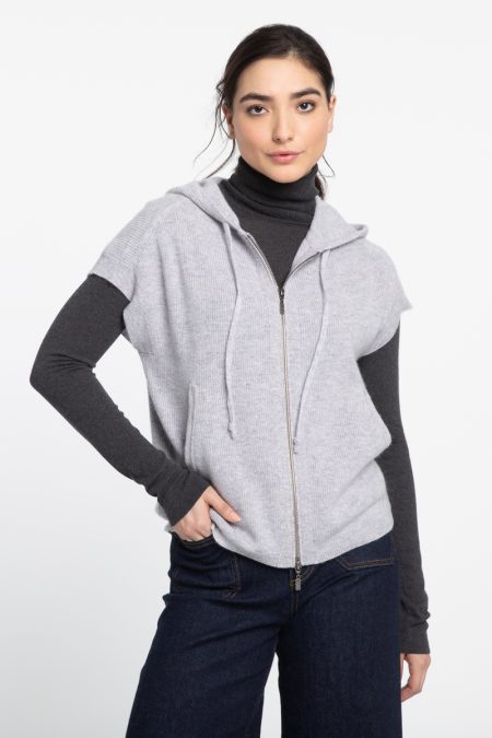 S/L Rib Zip Hoodie - Kinross Cashmere