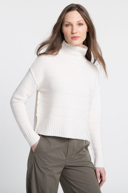 Crop Textured Mock - Kinross Cashmere