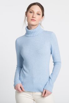 Chunky Trim T-Neck - Kinross Cashmere