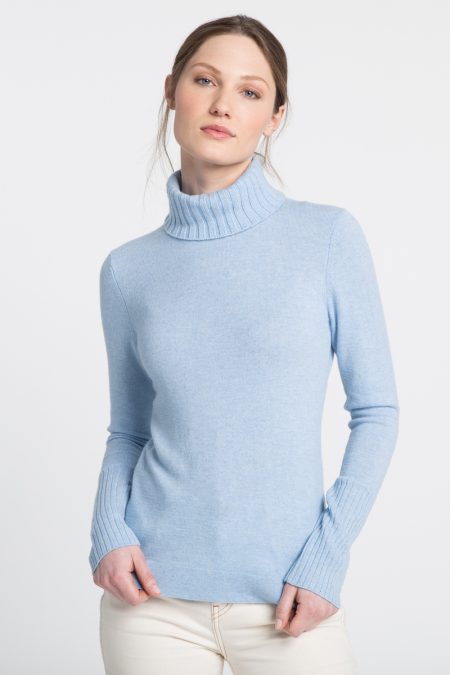 Chunky Trim T-Neck - Kinross Cashmere