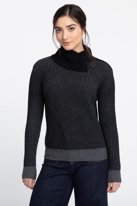 Plaited Zip Collar T-Neck - Kinross Cashmere