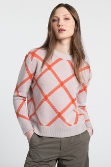 Reversible Bias Plaid Crew - Kinross Cashmere